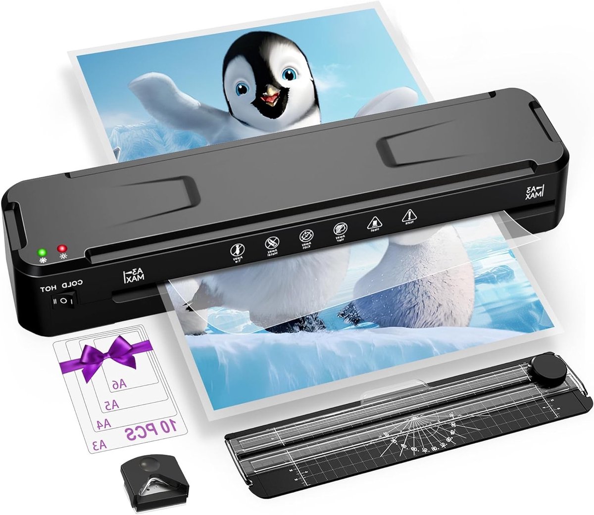 Professionele A3 Laminator met 2 Roll Systeem, Papier Snijder en Hoekafgeronde Functie, Ideaal voor Foto's en Documenten zonder Bubbels