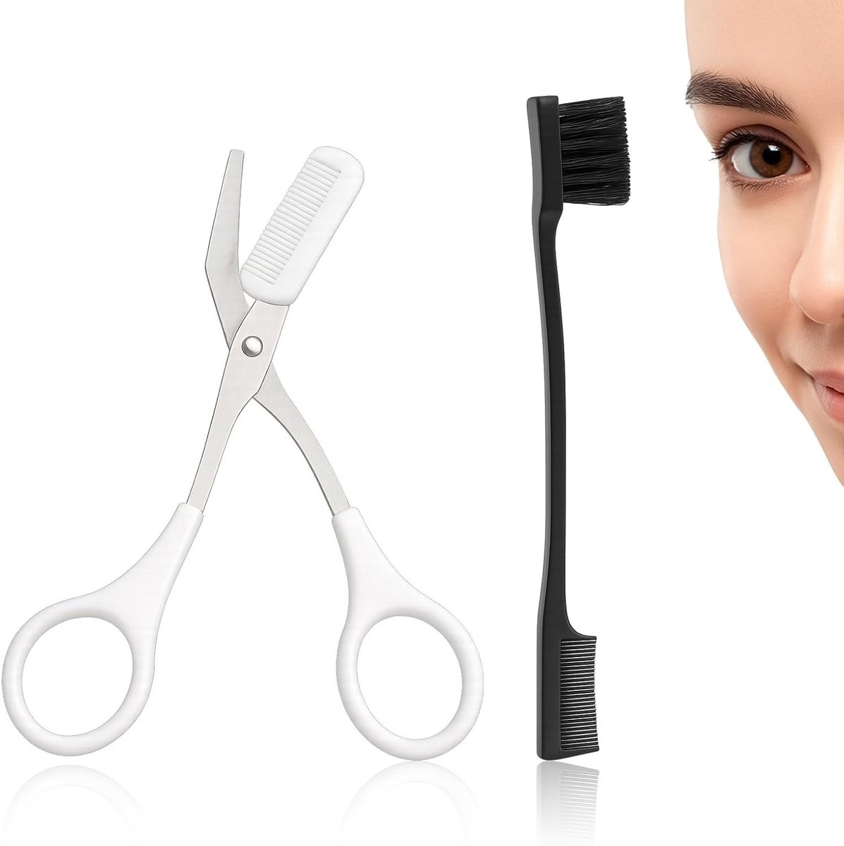 Eyebrow Scissors en Borstel Set voor Perfecte Wenkbrauwen, RVS Wenkbrauw Schaar en Kam voor Mannen en Vrouwen, Schoonheid en Precisie