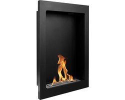 Bio-ethanol wandhaard vertical zwart mat (structuur) met glas – moderne sfeerhaard zonder…