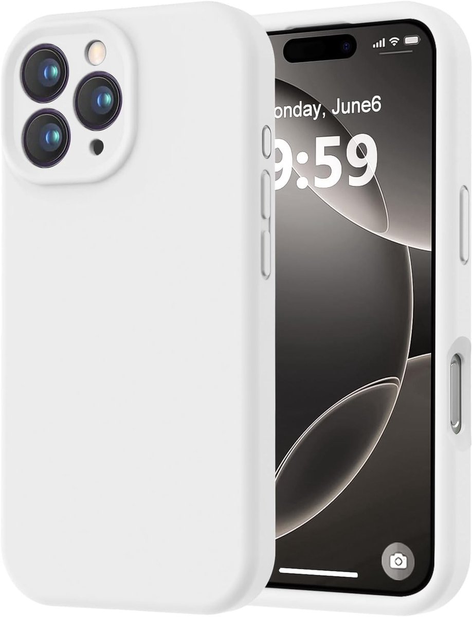 Speciaal ontworpen voor de iPhone 16 Pro Max. Gemaakt van hoogwaardig siliconen met een zachte, krasbestendige microvezelvoering. Schokbestendig beschermhoesje voor mannen, vrouwen en meisjes (6,9 inch), wit.