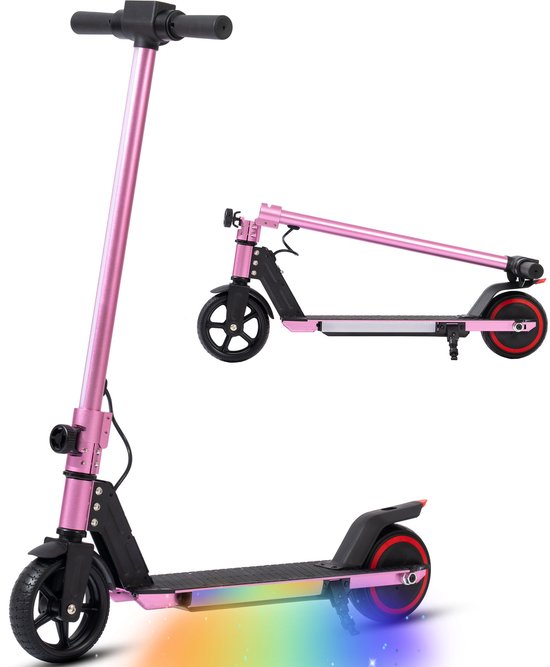 Elektrische step voor kinderen Vankel S32 - 6.5" Banden-Opvouwbare Kinderstep voor 6-15 jaar, 150W Motor - Maximum 14 km/u – E-Step met LED Display, Lichtgewicht Elektrische Step Skateboard met EBS-Maximale Belasting 100kg-roze