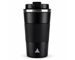 The Verge Thermos Cup - Tasse à café à Go - Mug de voyage pour Café et Thee - Tasse à thé - 380 ml - Acier inoxydable - Zwart - Cadeau homme femme