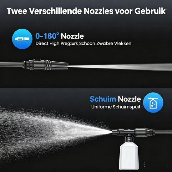 120BAR Accu Hogedrukreiniger - Hogedrukreiniger met 8000mAh Accu's - Borstelloze Motor + 0–180° Rotatiesproeier - 2 Kraanadapters voor Auto, Terras & Tuin van Merkloos	 — afbeelding 5