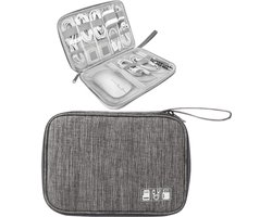 Opbergtas voor elektronische accessoires - Waterdicht, slijtvast, draagbaar - Kabel Organizer Tas - Kabeltas - Electronica Organizer Etui - Opbergtas voor digitale apparaten - 16*2*23 cm - Geschikt voor zakenreizen, vakantie en kantoorgebruik - Grijs