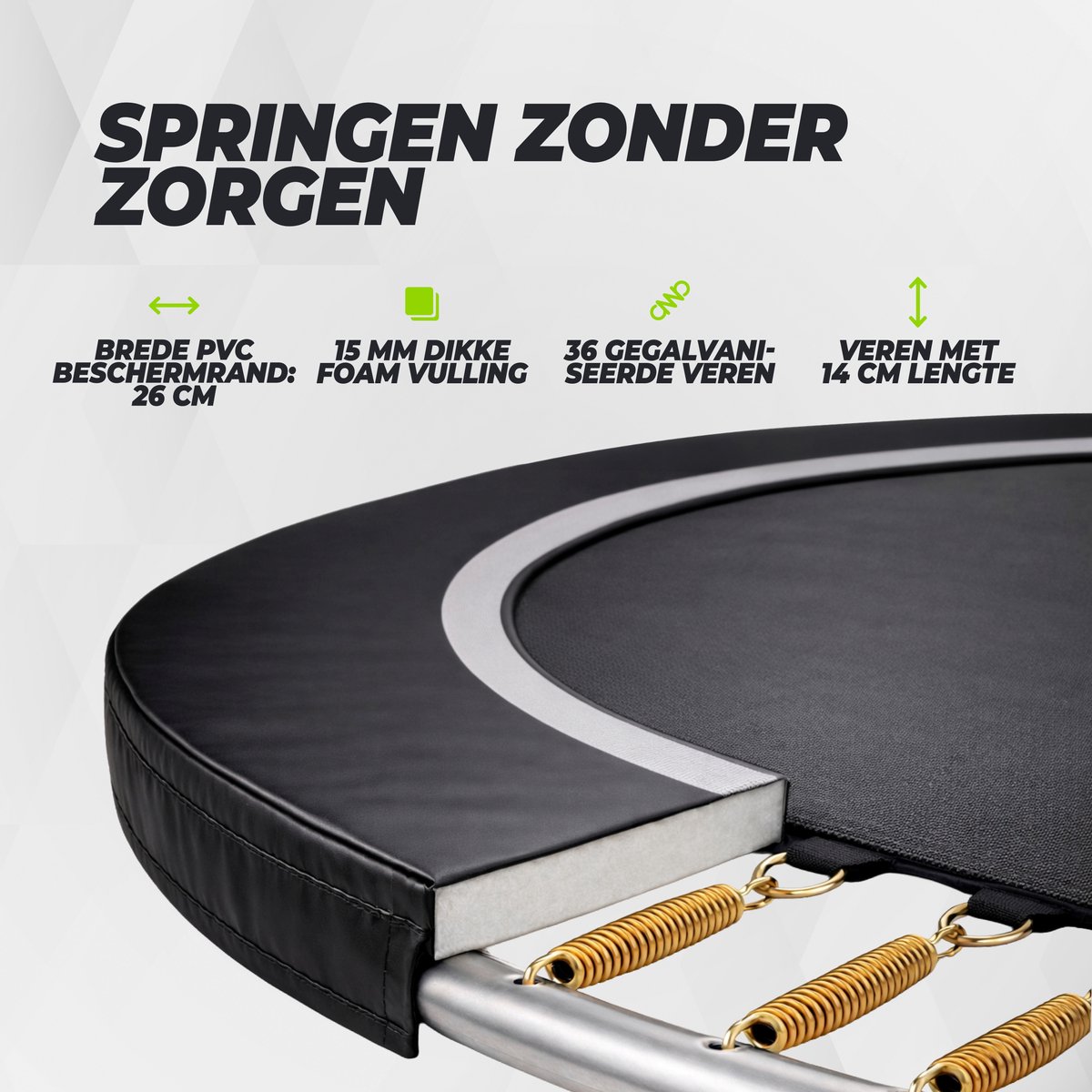 VirtuFit Trampoline met Veiligheidsnet - 183 cm - Inclusief Gratis Trap - Extra Veilig - UV- en Weerbestendig - Voor Kinderen en Volwassenen - Zwart — afbeelding 3