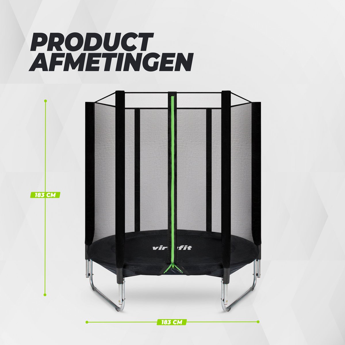 VirtuFit Trampoline met Veiligheidsnet - 183 cm - Inclusief Gratis Trap - Extra Veilig - UV- en Weerbestendig - Voor Kinderen en Volwassenen - Zwart — afbeelding 5