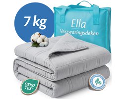 Ella Verzwaringsdeken 7 kg - OEKO-TEX Katoen Zwaartedeken 135 x 200cm - Weighted Blanket - Verzwaarde Deken - Grijs