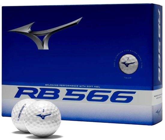 Mizuno RB566 golfbaldoos met twee witte golfballen erop.