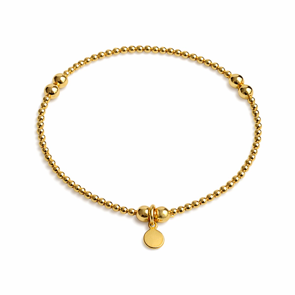 CLAUDIA JEWELLERY | Handgemaakte, tijdloze dames armband 14kt verguld 2,5mm En 5mm| Verkleurt niet | Elastisch, geen slotje | Ideaal om te combineren | Cadeautip