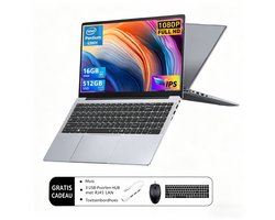 Acmine Laptop - 17.3 inch Full HD - 16 GB RAM - 512 GB SSD - CPU 6500Y - Windows 11 - Vingerafdrukontgrendeling - Met AZERTY-Toetsenbordsticker - Grijs