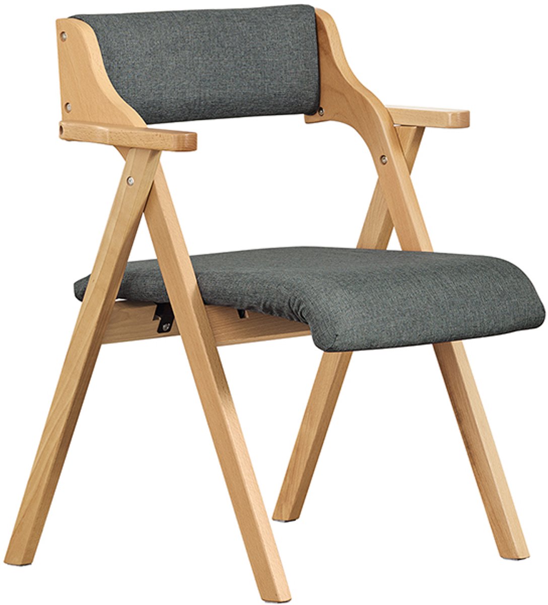 SoBuy Opvouwbare Eetkamerstoel met Kussen – Comfortabele Inklapbare Stoel – Donkergrijs, FST98-SG – voor Keuken en Woonkamer, Houten Stoel voor Kantoor of Tuin