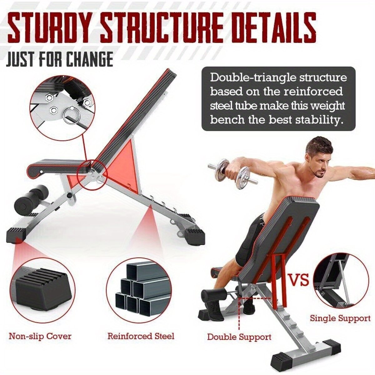 Dumbbell gewicht bench training afnemen fitness volledige lichaamssterkte workout gym – foto 8