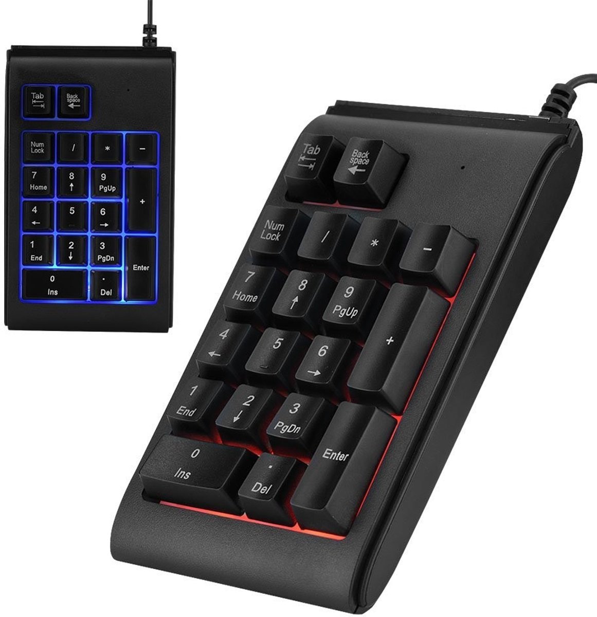 Allecto - USB Numeriek Toetsenbord - Mechanische Toetsen - RGB Verlichting - 19 Toetsen - Gaming Toetsenbord - Geschikt voor PC - Zwart
