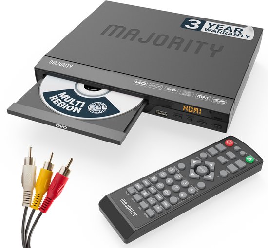Majority DVD Speler - Compact - HDMI ARC/RCA Aansluiting - Afstandsbediening - Mono-LED - Zwart van Majority — afbeelding 2