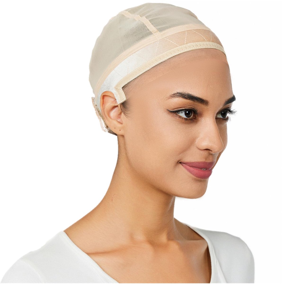 Pruikmuts voor dames, gripmuts voor pruiken, antislipmuts met fluwelen gripband, waardoor je pruik lijmvrij blijft (Beige, one size fits all).