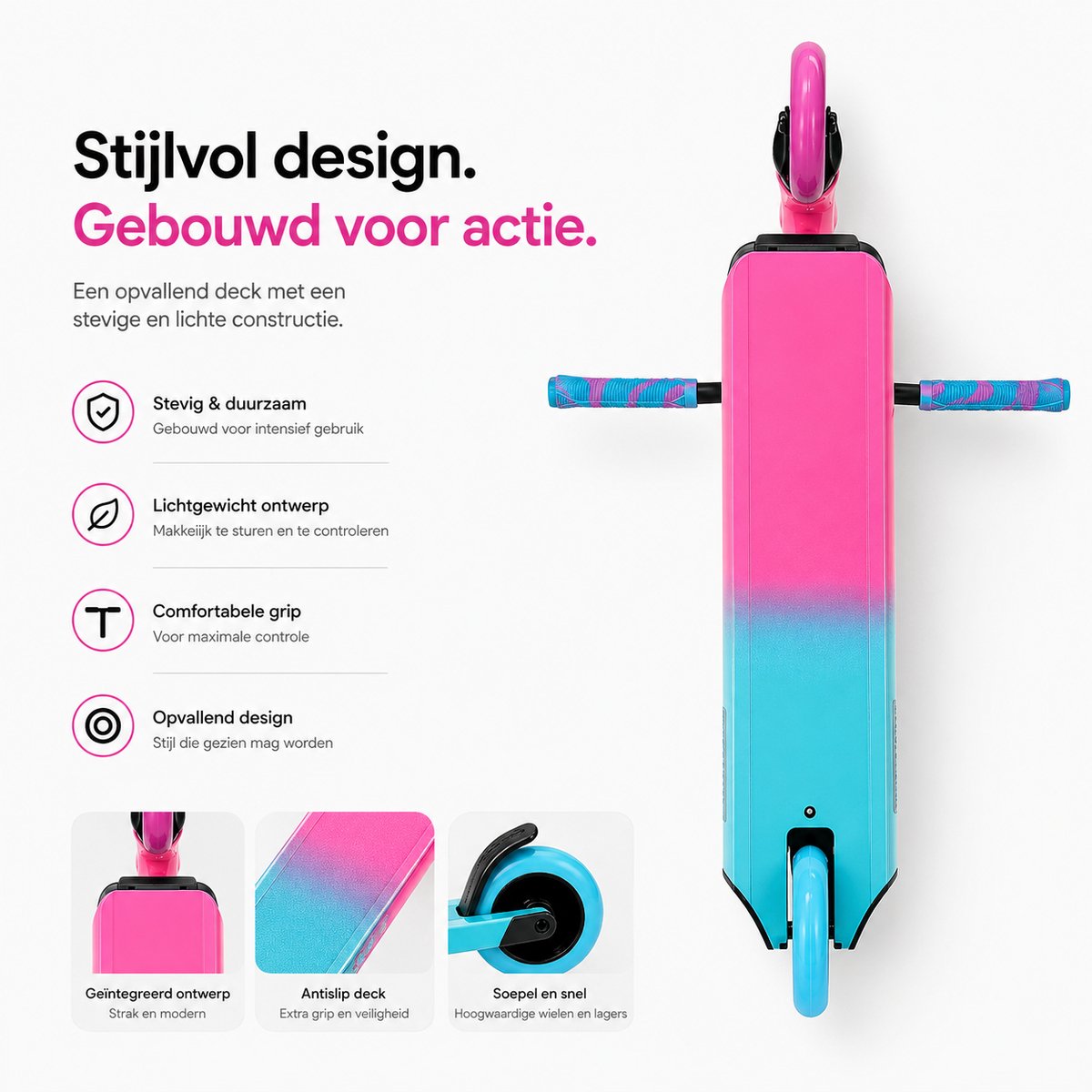 Suotu Stuntstep - Kinderstep - Maximale 78cm - Step 8+ Jaar - Stuntstep Jongens en meisjes - Aluminium - Roze/Groen/Zwart — afbeelding 5