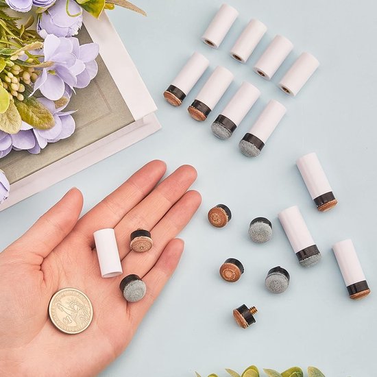 Allecto - Biljartkeupunten - Reservepunten - Hoogwaardige messing - Wit en grijsbruin - Biljartaccessoires - Geschikt voor biljartkeus - 24 stuks van Allecto — afbeelding 4