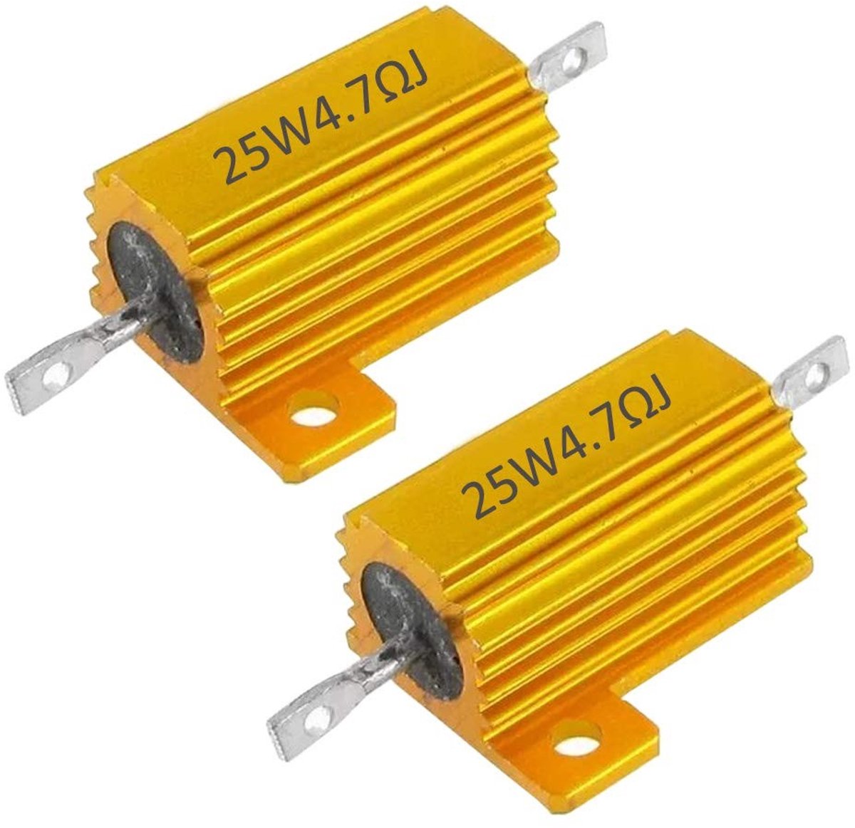 Allecto - 2x 25W Weerstandsload Resistoren - Aluminium Componenten - Ideaal voor Elektronische Toepassingen - 4.7 Ohm - Voor Hobbyprojecten - Elekt...
