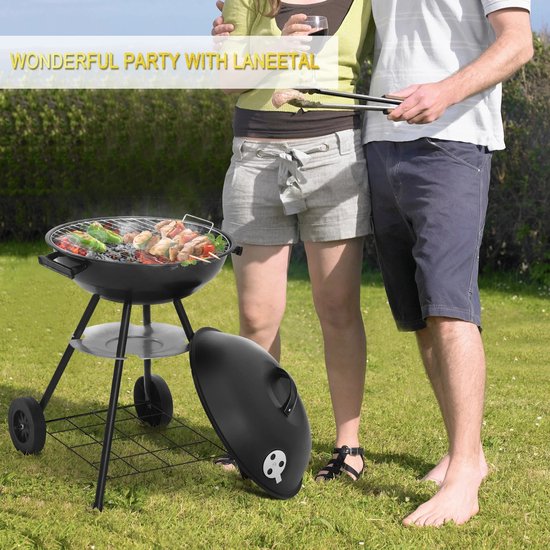 ITRONIQ BBQ Houtskool - Barbecue Met Wielen - 41 cm Grill - Draagbare BBQ - Voor Tuin Camping en Balkon - Compact - Zwart — afbeelding 4