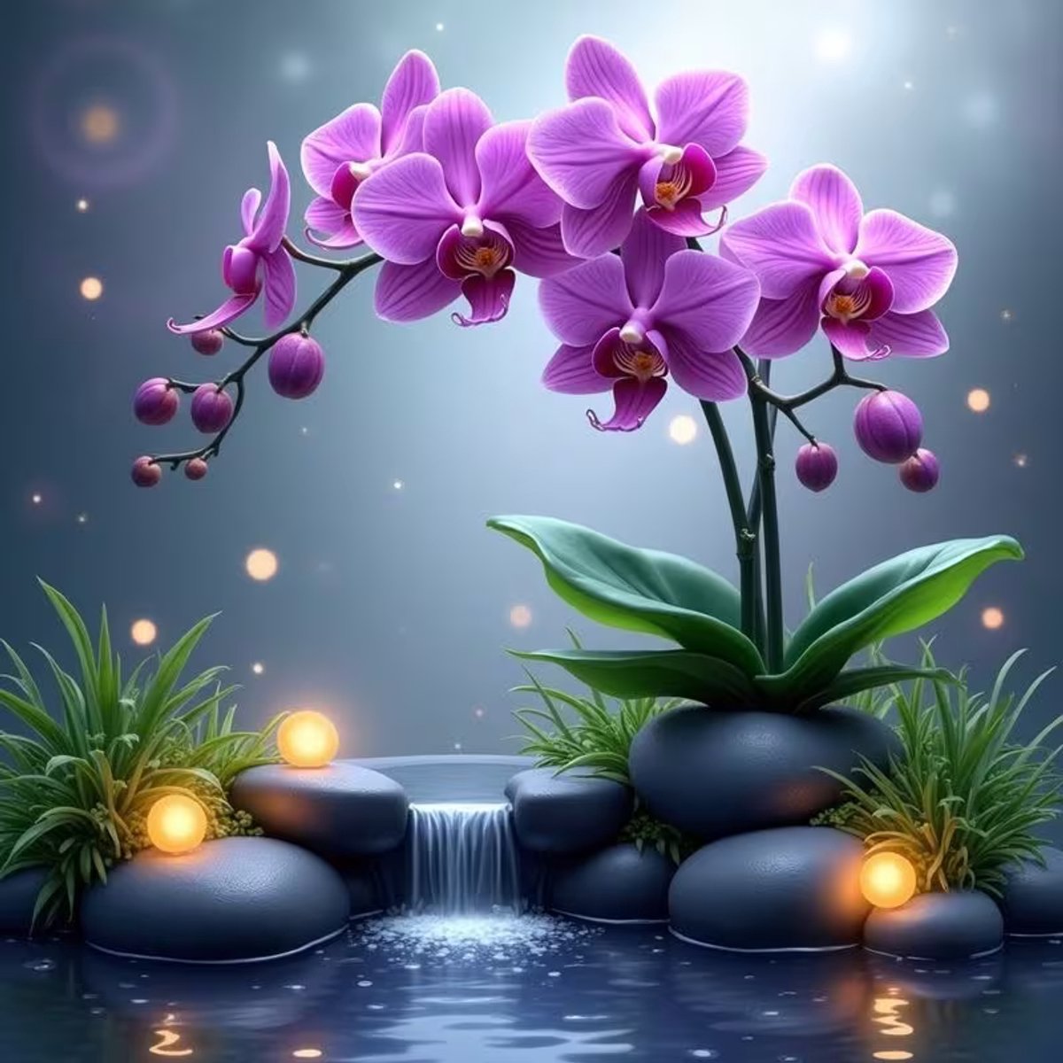 Diamond painting set Levendige orchidee 30x30cm