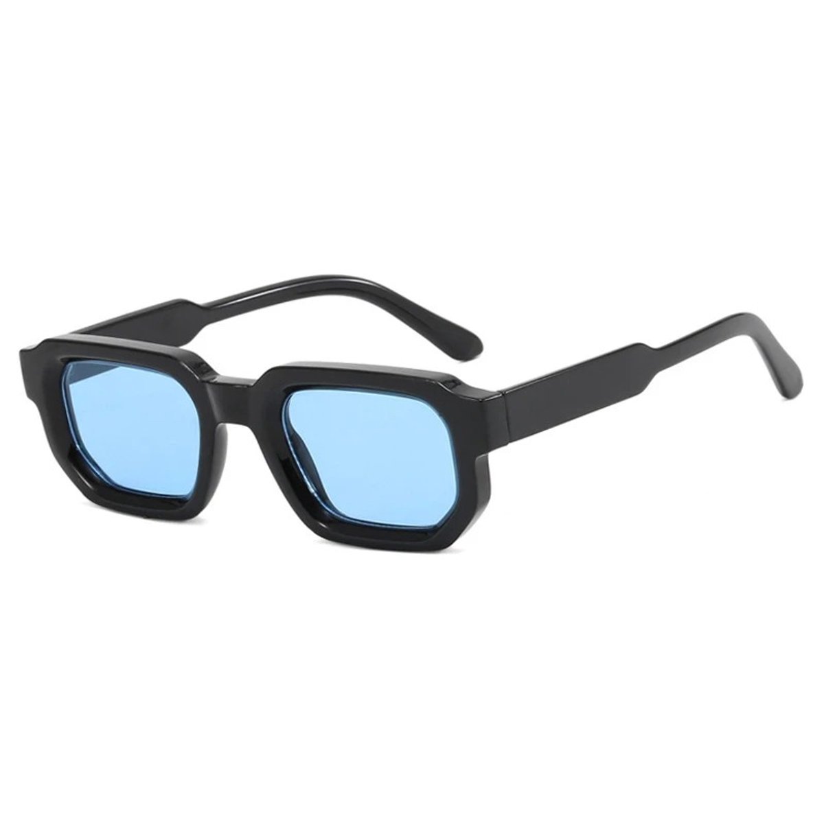 F10 Zonnebril vierkant zwart montuur | blauwe lens zonnebril | UV400 bescherming | retro zonnebril dames heren | festival bril | rave zonnebril | unisex shades | zomer accessoires | | trendy lichtgewicht zonnebril | casual eyewear | festival bril