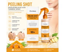 OceAura Pro - Body Exfoliating Spray - Natuurlijke Kurkuma & Kojic Zuur Formule - Verlicht Donkere Plekken, Verwijdert Dode Huidcellen & Maakt Huid Gladder - Dagelijks Gebruik, Geschikt voor Alle Huidtypes - 100ml