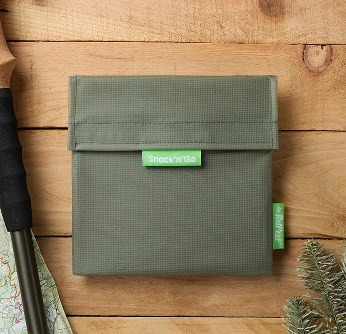 Snack'n'Go Outdoor Olive Trail - Duurzame Lunchzakje voor Wandelen & Kamperen – Herbruikbare Broodzak – Compact & Lichtgewicht