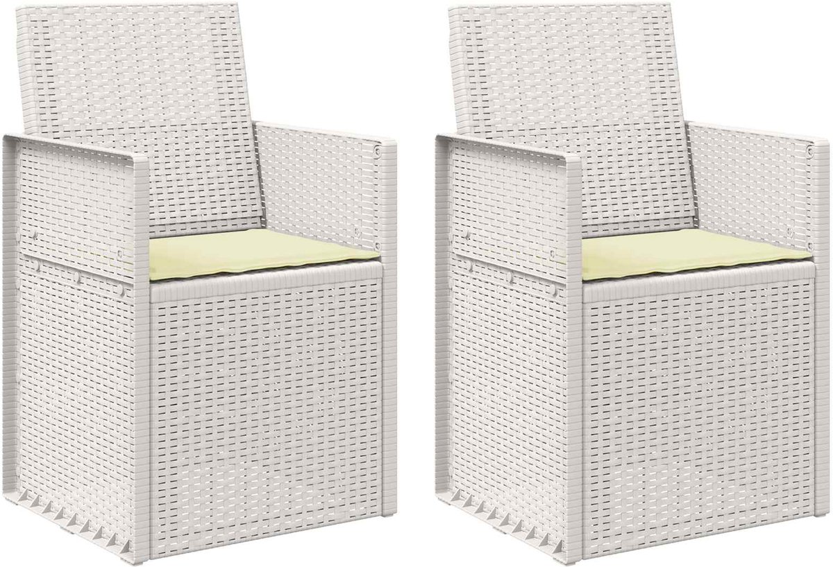 vidaXL - Tuinstoelen - 2 - pcs - Wit - en - crèmekleurig - PP