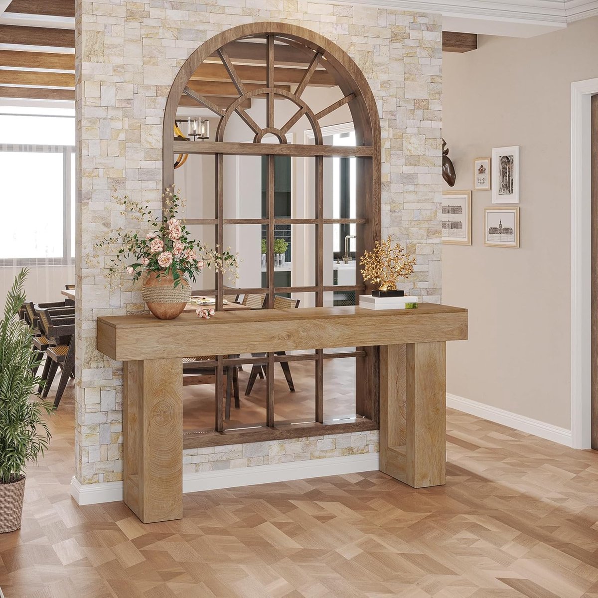Tribesigns Narrow Console Table, 160 cm, Country House Style Sofa Table for Behind the Sofa, Natural Wood Look, Narrow Side Table for Hallway, Living Room & Entrance Area