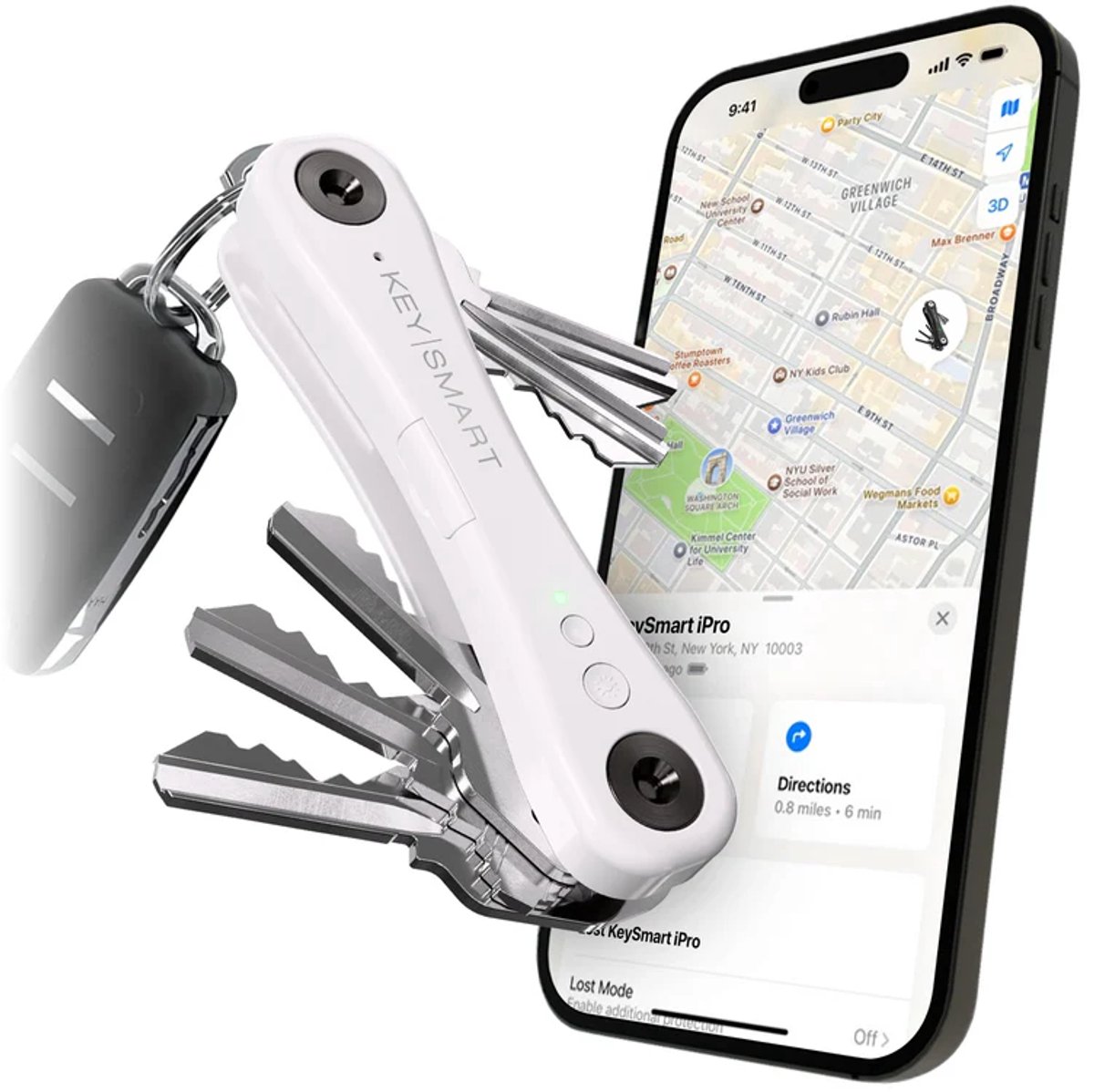 KeySmart iPro sleutelhouder met tracker – Apple Find My- geluid- tot 14 sleutels - wit