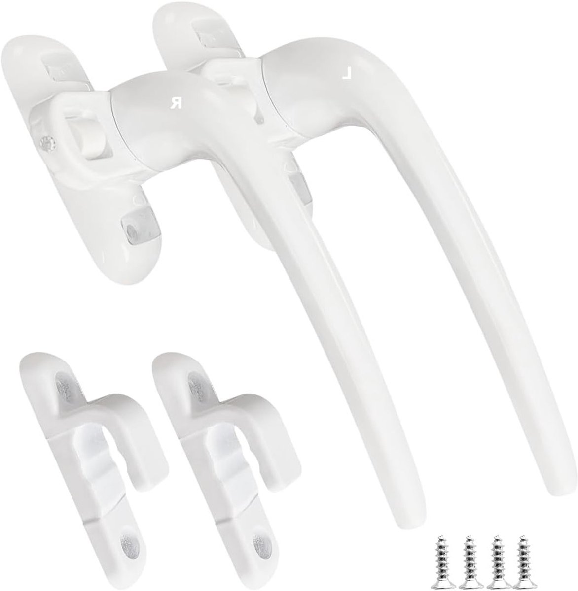 Set van 2 RVS Raamhandles met Draai- en Kantelfunctie, Wit, Universeel, Inclusief Schroeven en Rosetten