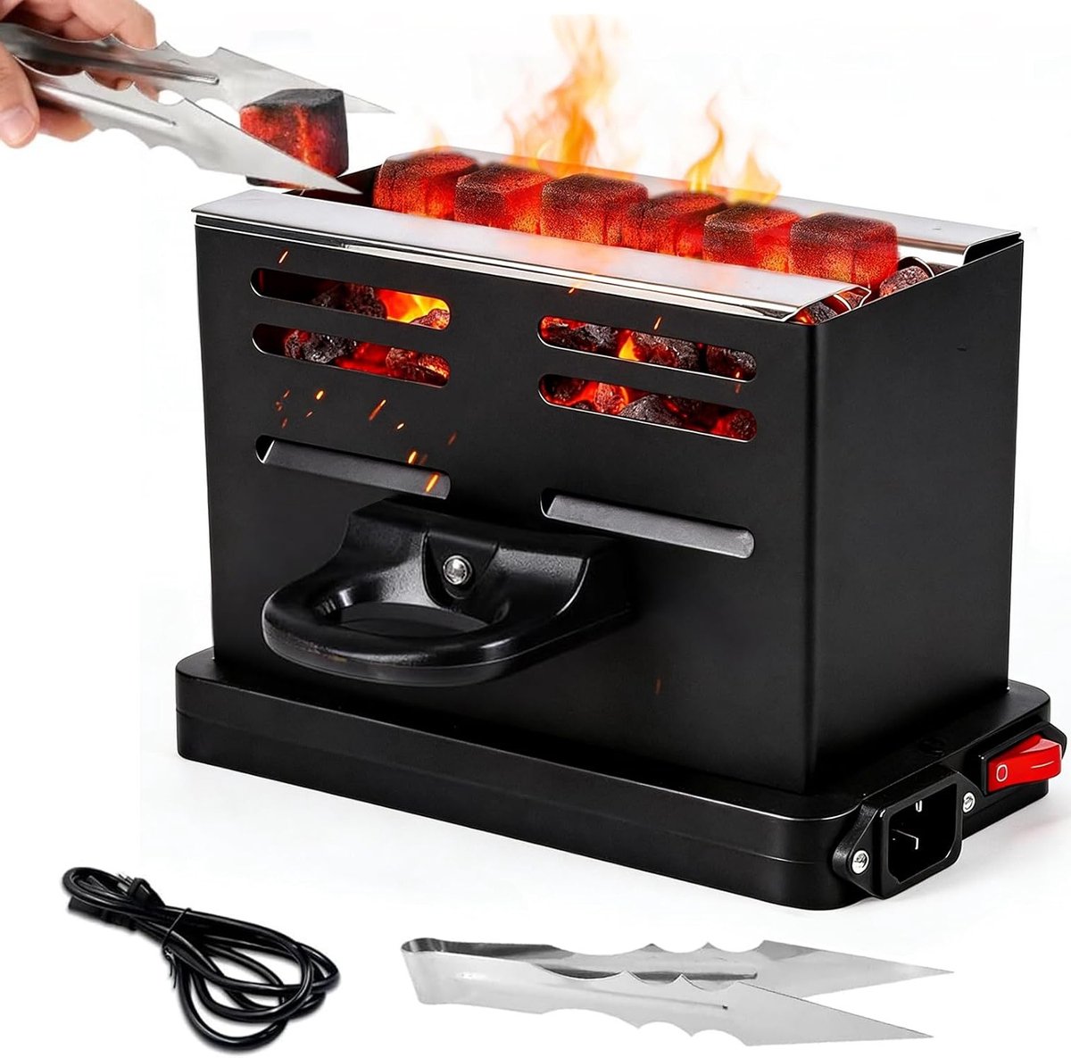 Krachtige Elektrische Aanmaakbrander voor Houtskool met Tangen en Kabel voor Buitenbarbecue en Grillaccessoires