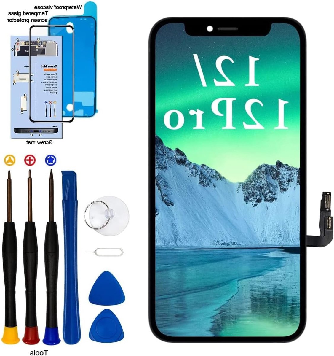 iPhone 12/12 Pro Schermvervanging LCD Full HD Touch Display Digitizer met Reparatietools en Tempered Glass voor Model A2403, A2172, A2402, A2404