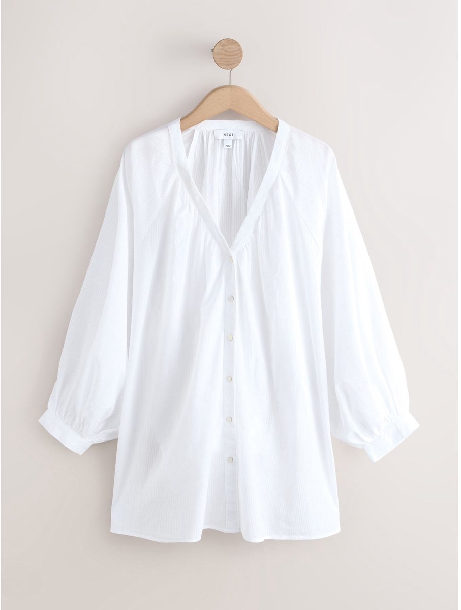 Next - Dames - Ruimvallend strandshirt - Wit