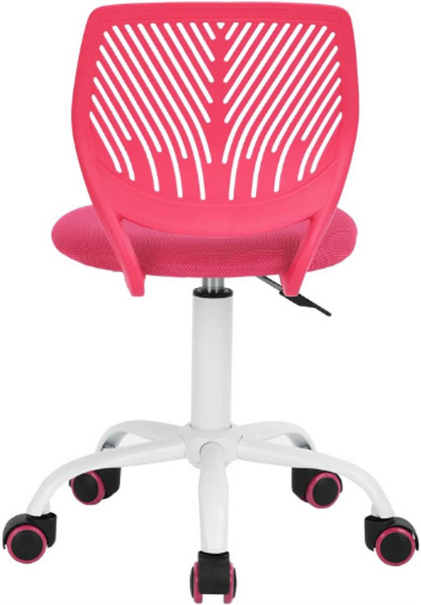 FurnitureR Ergonomische Bureaustoel - In Hoogte Verstelbare Draaistoel - Compacte Computerstoel Met Wielen - Thuiskantoor En Make Up Stoel - Roze thumbnail 2