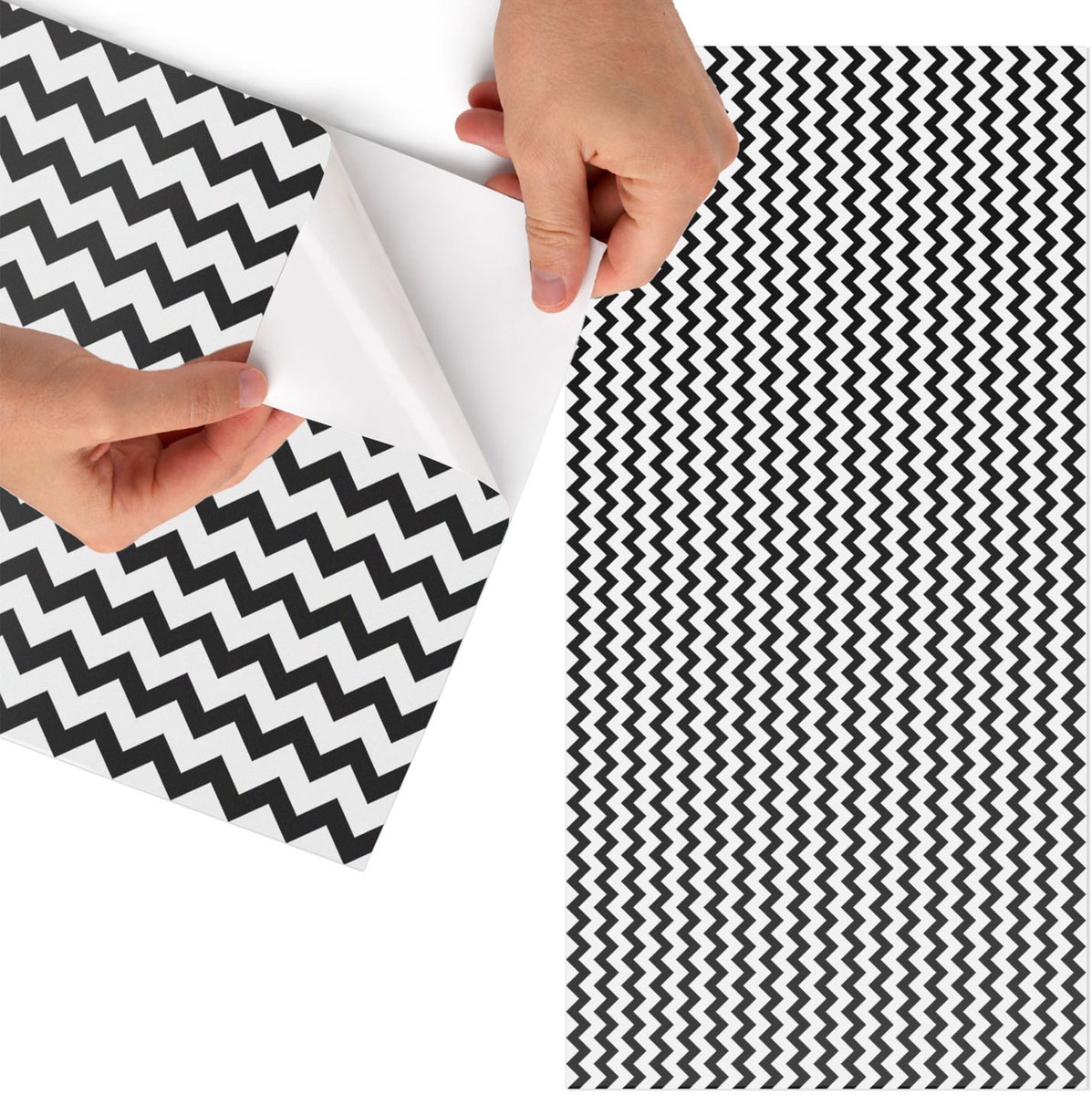 Tulup Meubelfolie - Zigzagpatroon Wrapfolie Keuken - 50x100 cm - Zwart-wit Meubelfolie - Decoratiefolie - Geometrische Meubelfolie - Meubel Wrap Folie - Woonkamer decoratie - Achtergronden en patronen