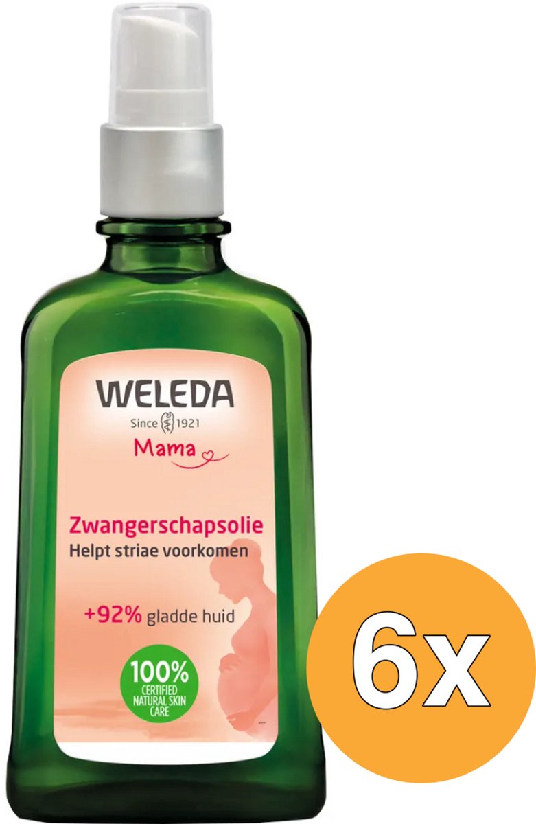 WELEDA - Zwangerschapsolie - Mama & Baby - 100 ml - Voordeelverpakking - 6 stuks - Zwangerschapsolie - Striae vermindering