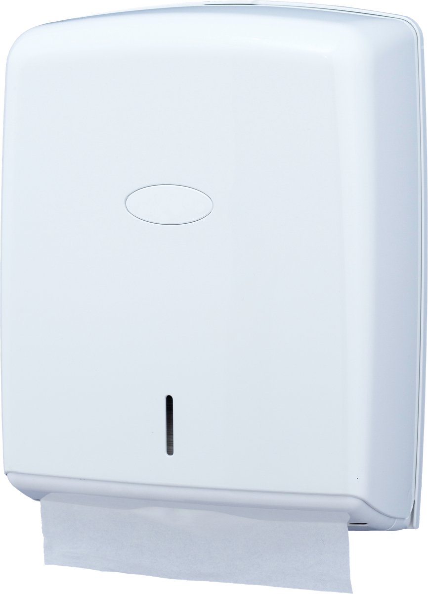 Papieren handdoek dispenser - ABS kunststof - Wit - Z en V vouw - blanco