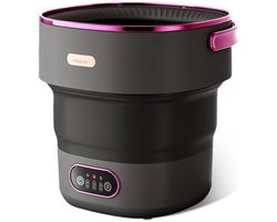 Innovastore Mini-wasmachine - Kleine Wasmachine - Campingwasmachine - Centrifuge - Opvouwbaar - 32 x 32 x 33,5 cm - Zwart/Roze