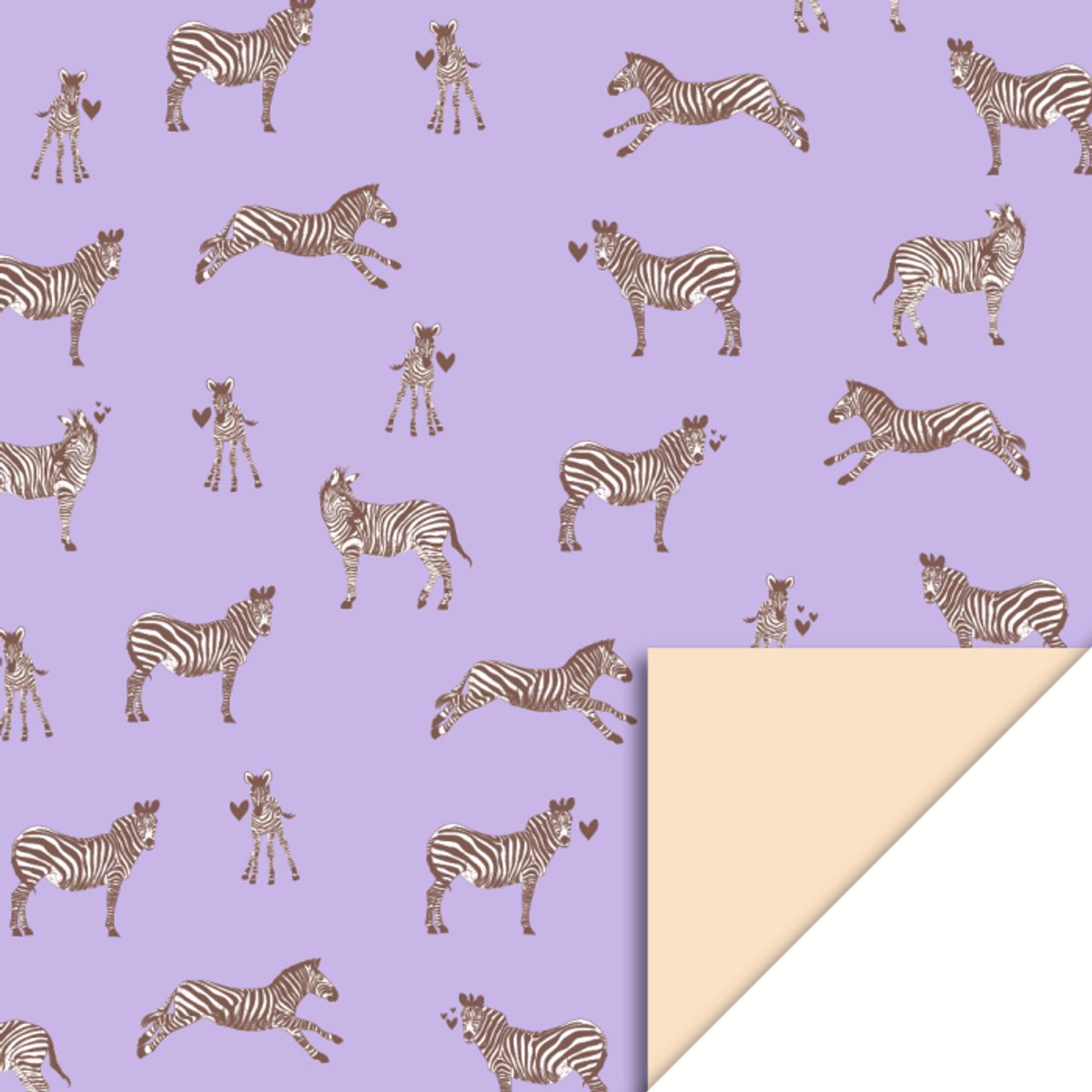 Het Inpakhuis - Cadeaupapier - Inpakpapier - Kadopapier - Zebra Lilac - Peach - 70cm x 3mtr - Kinderverjaardag