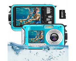 Digitale camera - Onder Watercamera - Dubbele Scherm - 2.7K Video & 48MP - 3.5m Waterdicht & Autofocus - Met 32GB Kaart - Voor Snorkelen & Reizen