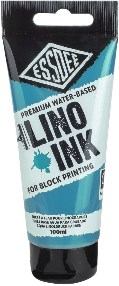 Essdee lino inkt turquoise - blokdruk inkt 100 ml voor kinderen.