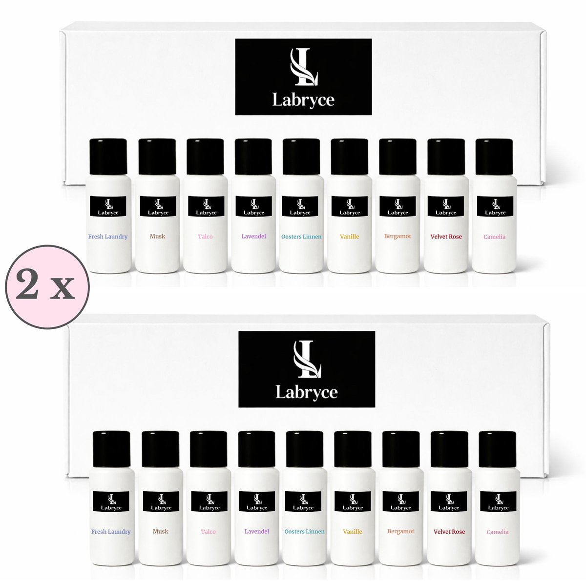 Labryce Wasparfum Proefpakket – Duo Set – 2 Complete Proefpakketten – 18 x 20 ml