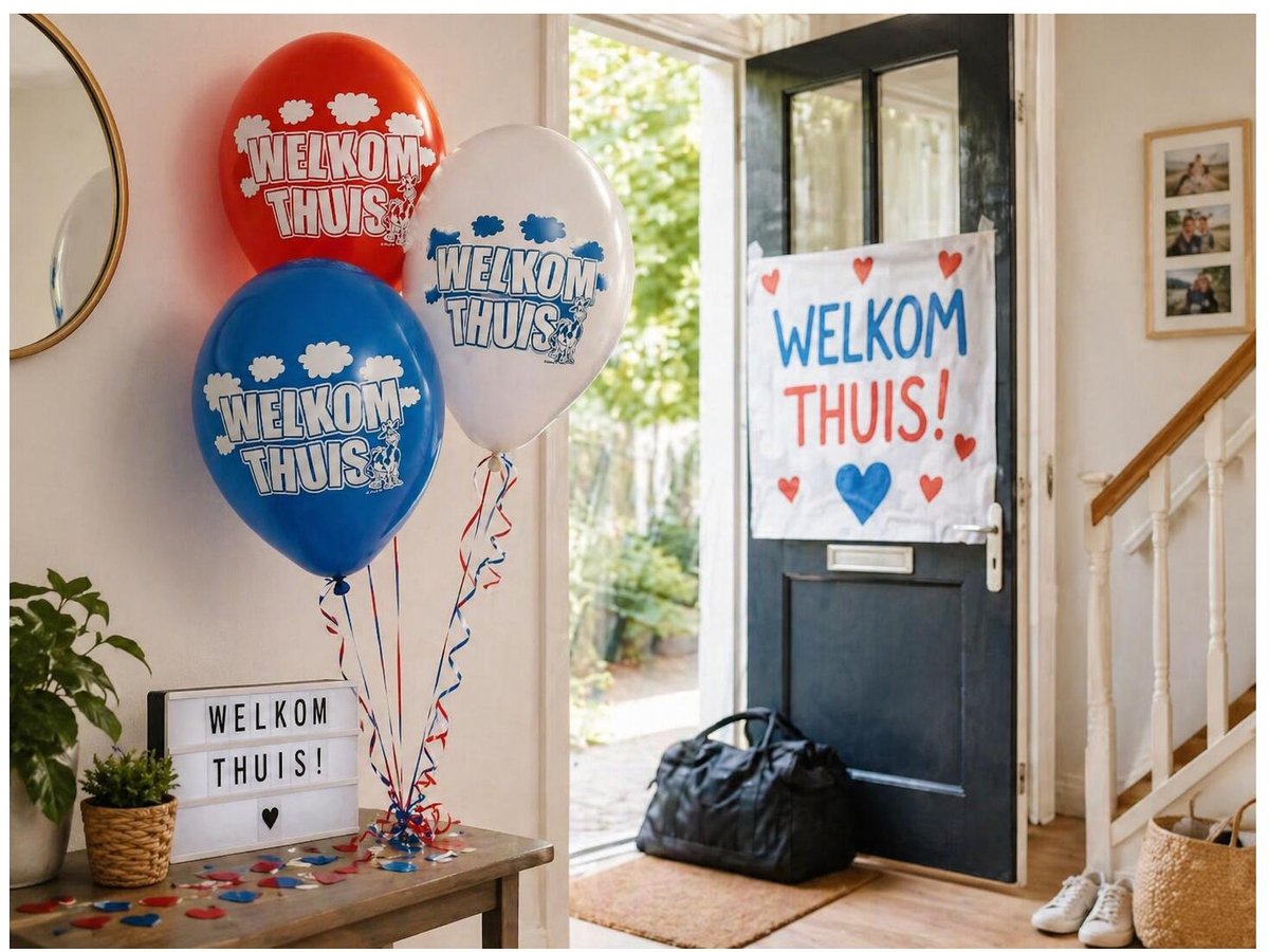 Folat Welkom thuis ballonnen - 8x - multi kleuren - 30 cm - thuiskomen — afbeelding 2
