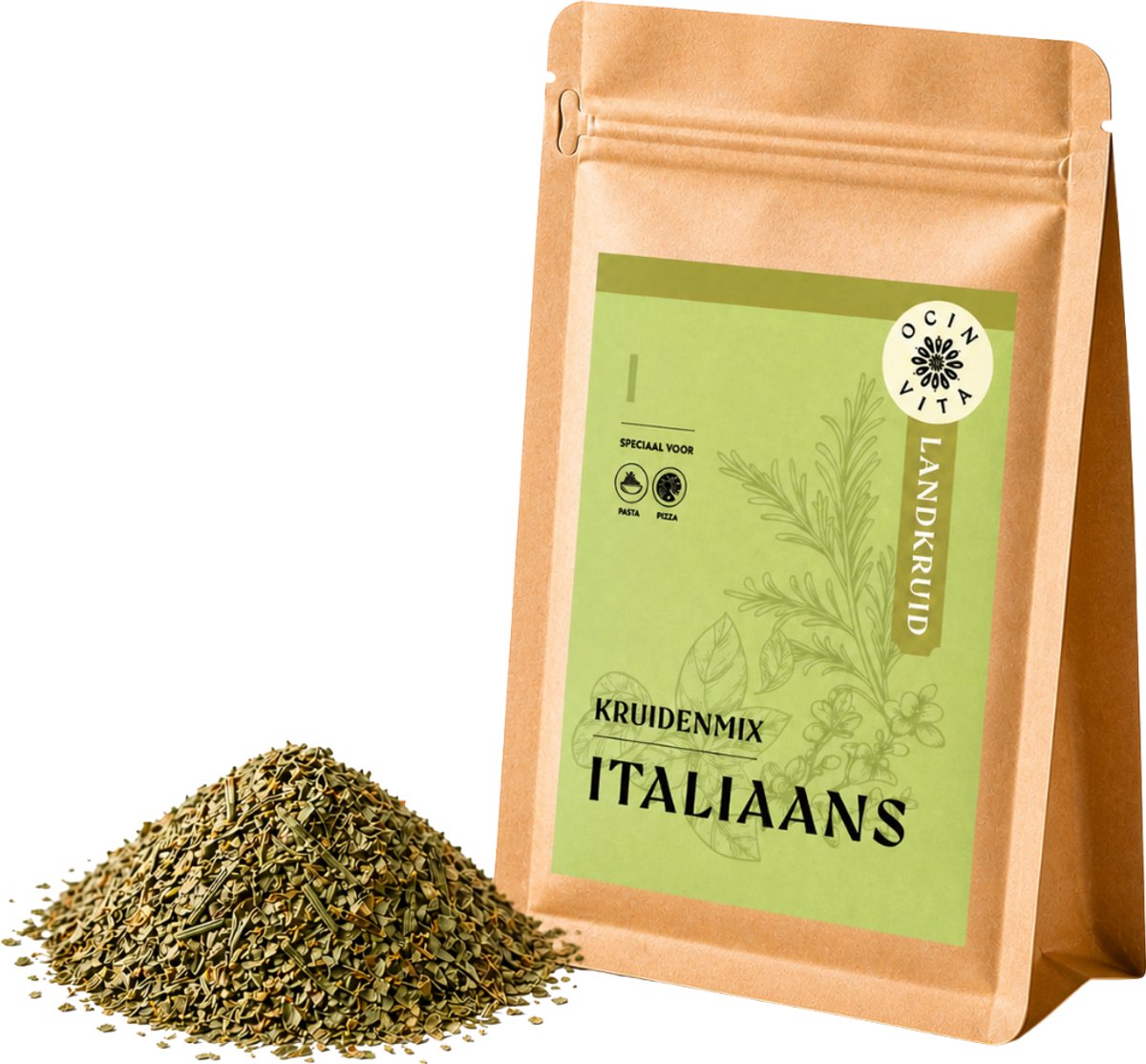 Italiaanse Kruidenmix 100g – 100% Pure Oregano, Basilicum & Rozemarijn – Voor Pasta, Pizza & Mediterrane Gerechten – Ocin Vita