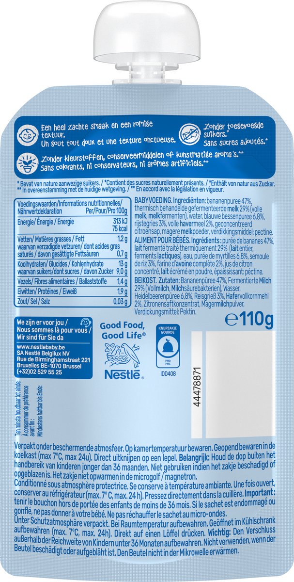 Nestlé Cool Smoothie Banaan Bosbes Melk Haver - 12+ maanden - 8 x 110g van Nestlé — afbeelding 4