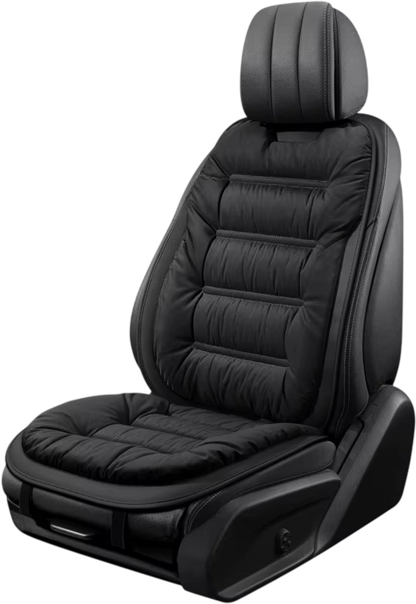 rimmo 1 stuk luxe autostoel kussen – zacht en dik winter auto accessoire voor extra comfort en warmte in herfst en winter - Zwart