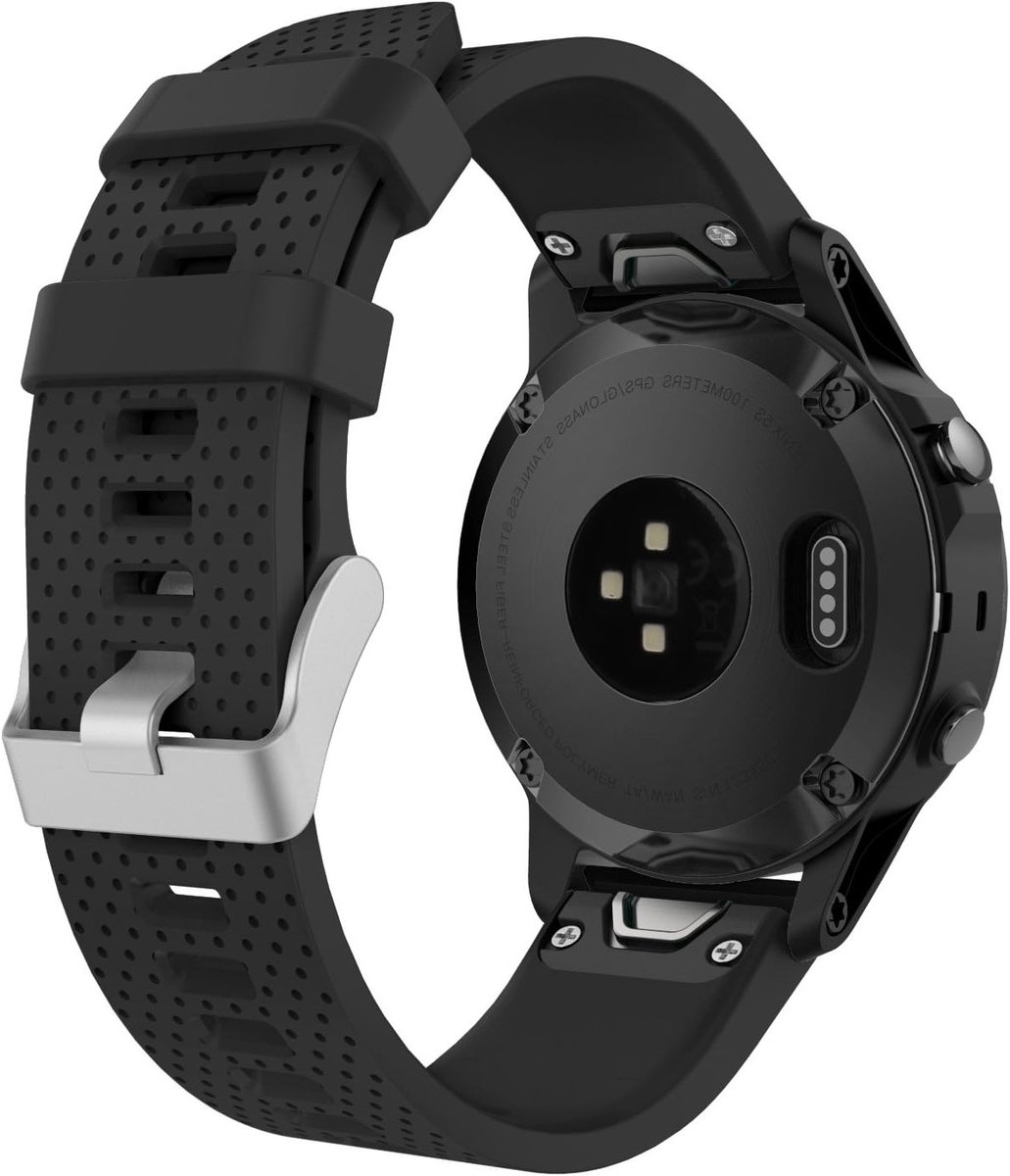 Vervangbare Zwarte Silicium Armband voor Garmin Fenix 7S, 6S, 5S en Descent Mk2S - 20mm Quick Fit, Duurzaam en Comfortabel