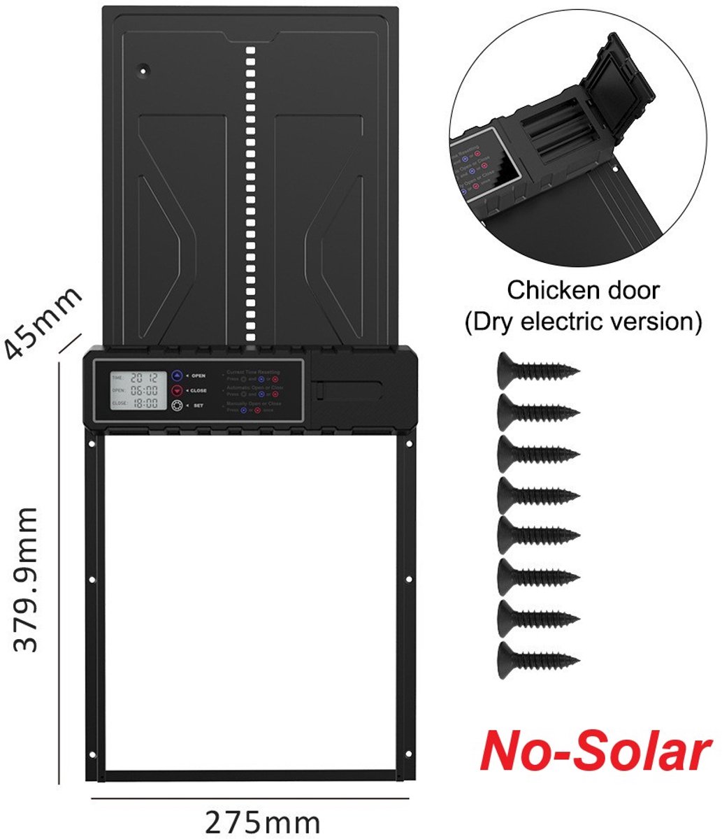 Jently kippenluik - kippenluik automatisch - oplaadbaar - op batterijen - zwart