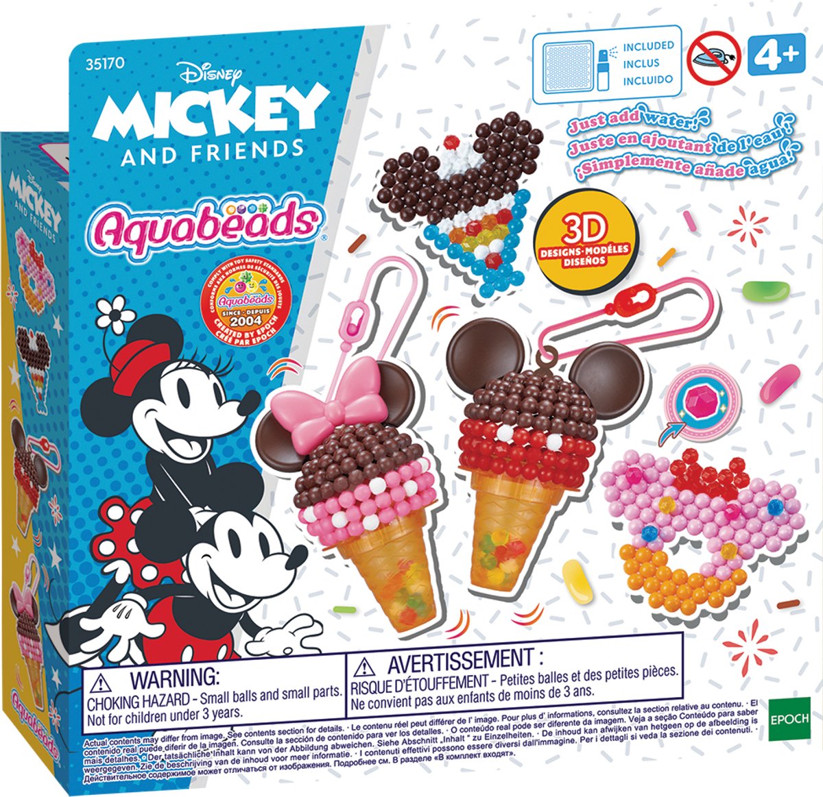 Aquabeads 3d mickey & friends ice cream set- 2 sleutelhangers maken